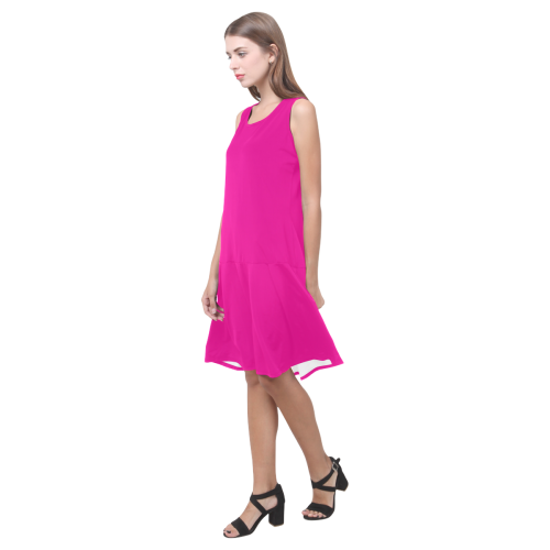 Hot Pink Flair Tank Dress Sleeveless Splicing Shift Dress(Model D17)