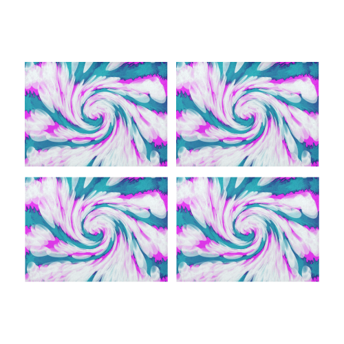 Turquoise Pink Tie Dye Swirl Abstract Placemat 14’’ x 19’’ (Set of 4)