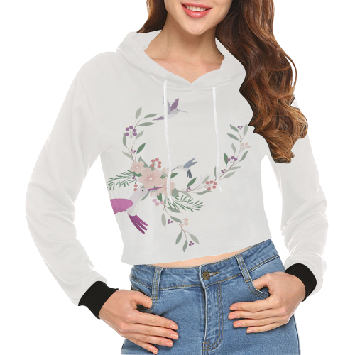 Nature Animals - The Spring Of Hummingbirds All Over Print Crop Hoodie for Women (Model H22)