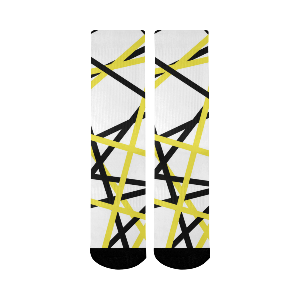 Black and yellow stripes Mid-Calf Socks (Black Sole)