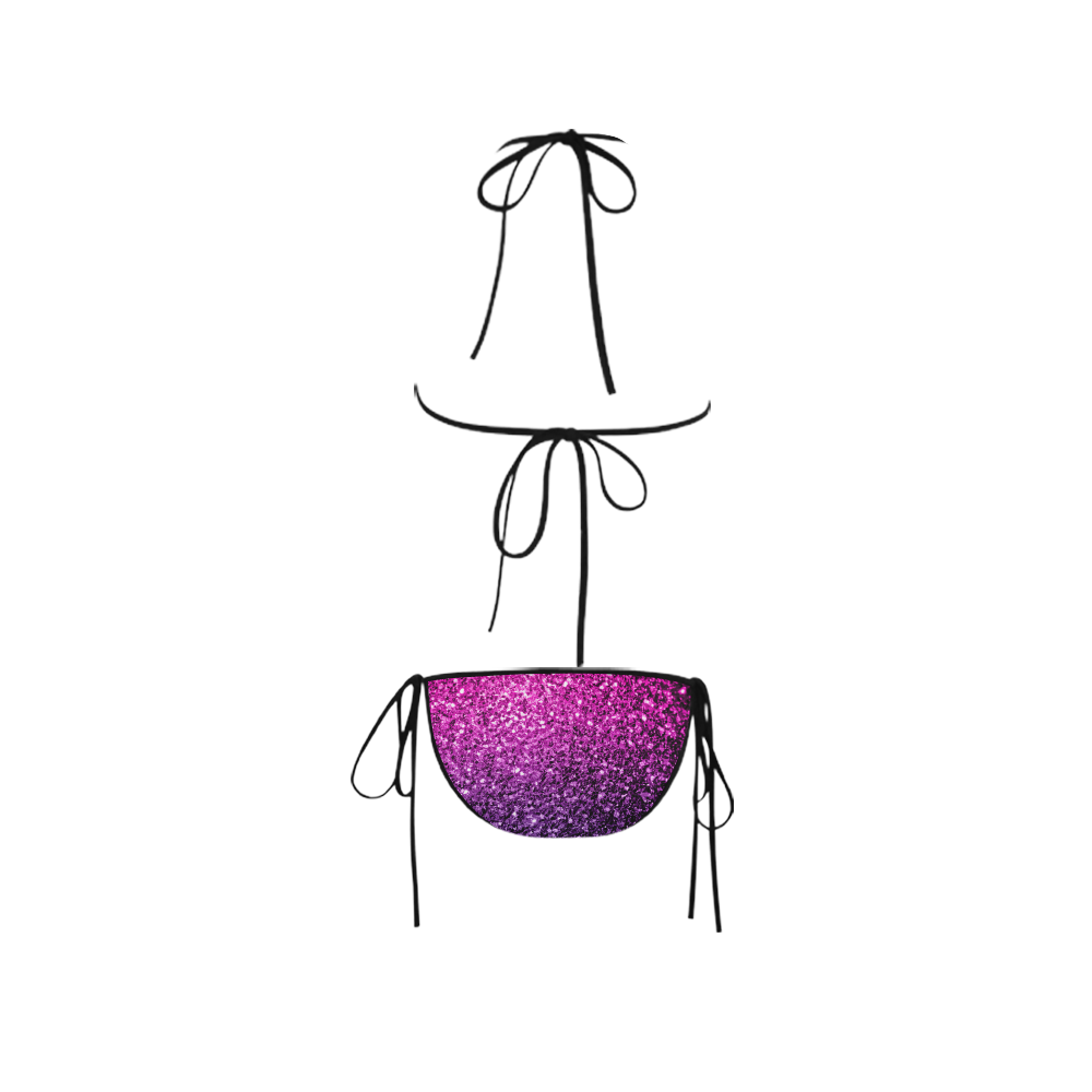 Beautiful Purple Pink Ombre glitter sparkles Custom Bikini Swimsuit