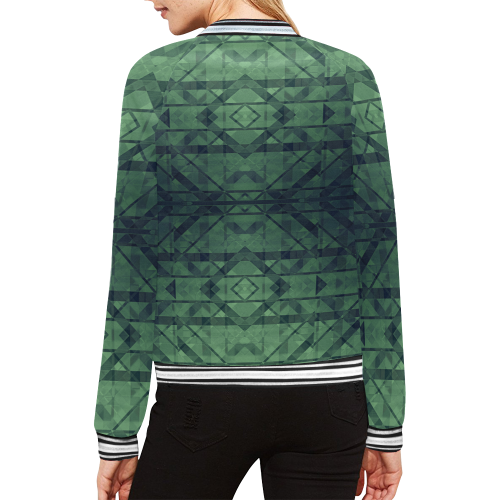 Sci-Fi Green Monster  Geometric design All Over Print Bomber Jacket for Women (Model H21)