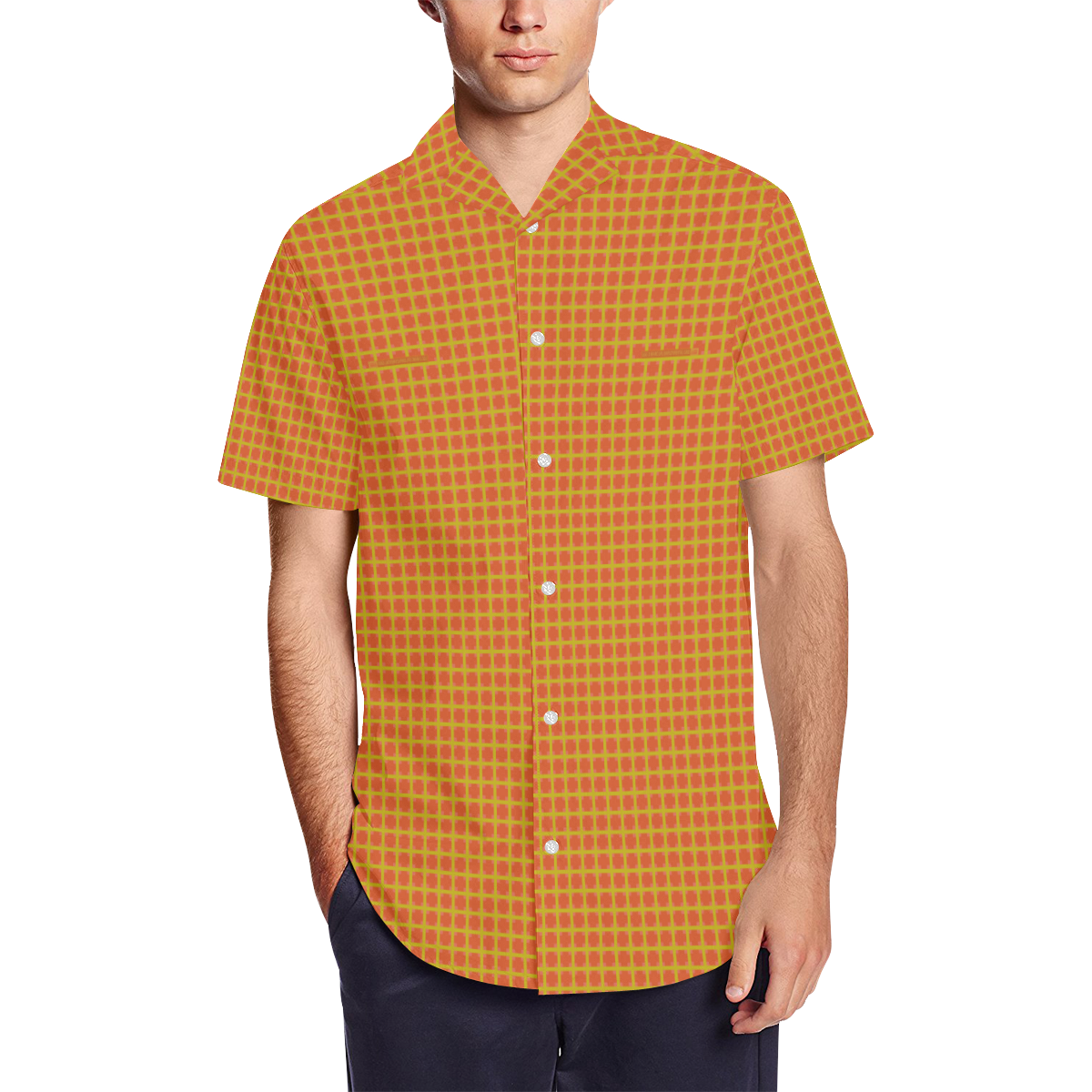 EmploymentaGrid 37 Men's Short Sleeve Shirt with Lapel Collar (Model T54)