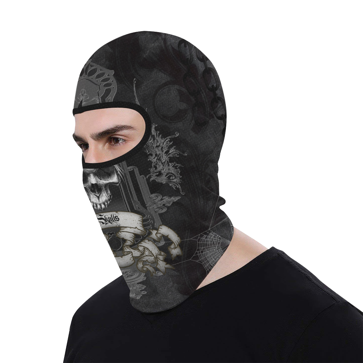 Skull with crow in black and white All Over Print Balaclava