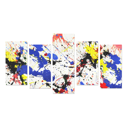 Blue and Red Paint Splatter Canvas Print Sets E (No Frame)