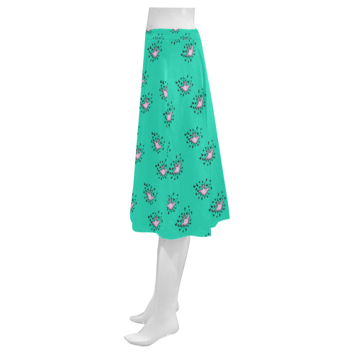 zodiac bat pink teal Mnemosyne Women's Crepe Skirt (Model D16)