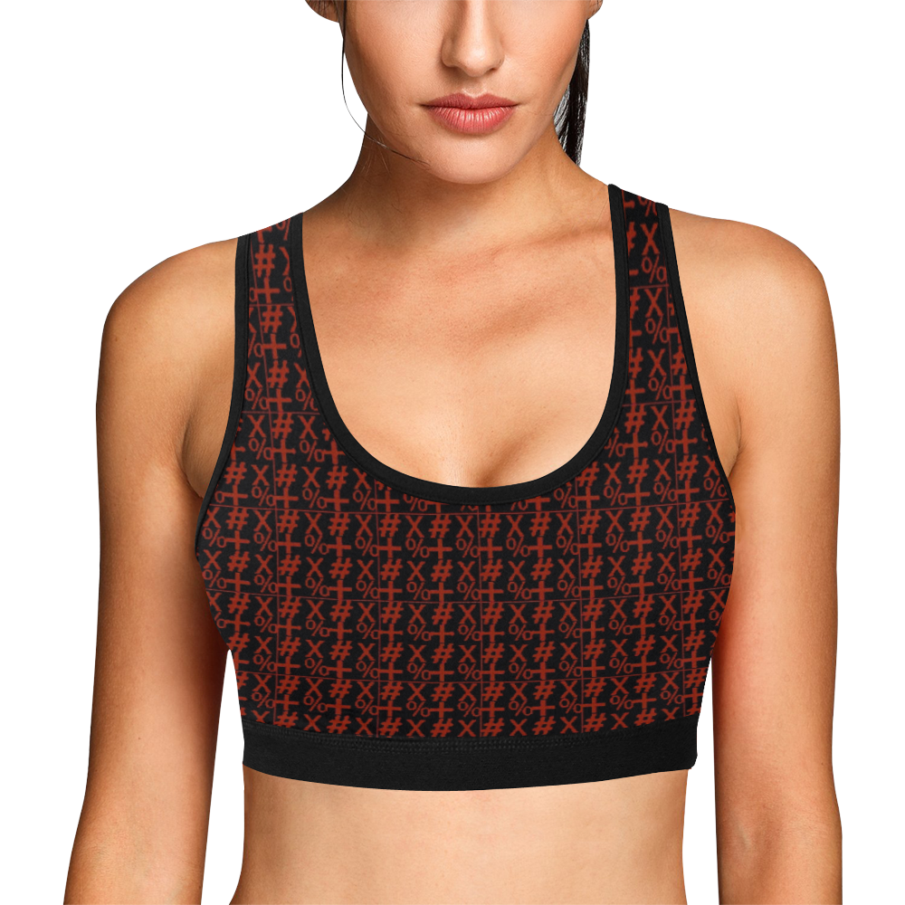 NUMBERS Collection Symbols Red Women's All Over Print Sports Bra (Model T52)