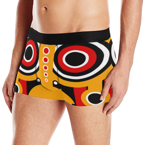 Red Yellow Tiki Tribal Men's Boxer Briefs with Merged Design (Model  L10)