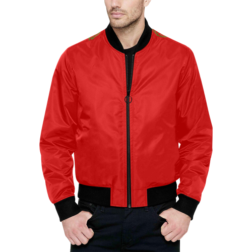 rasta nouveau (Red) All Over Print Quilted Bomber Jacket for Men (Model H33)