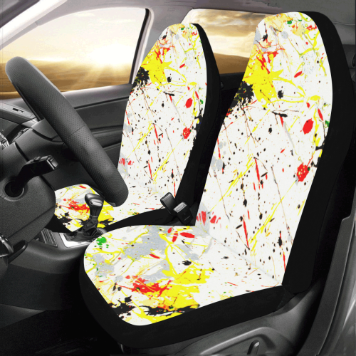 Yellow & Black Paint Splatter Car Seat Covers (Set of 2)