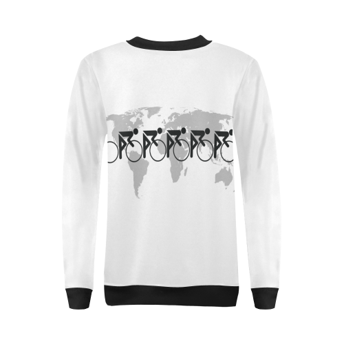 The Bicycle Race 3 Black All Over Print Crewneck Sweatshirt for Women (Model H18)