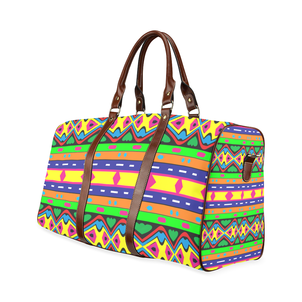 Distorted colorful shapes and stripes Waterproof Travel Bag/Small (Model 1639)