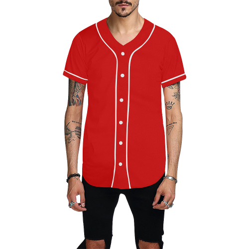 RB03 Red And Brown Shirt All Over Print Baseball Jersey for Men (Model T50)