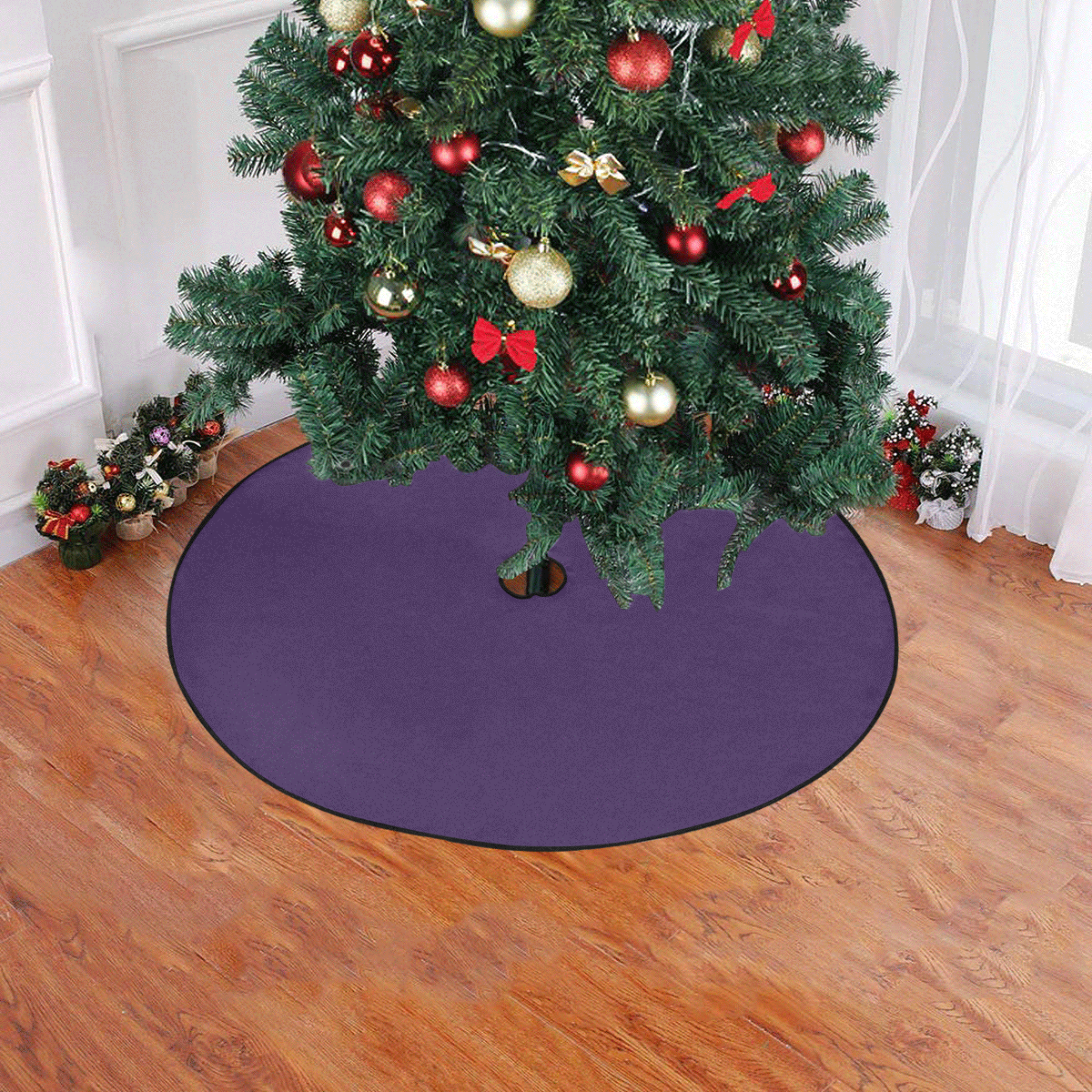 color Russian violet Christmas Tree Skirt 47" x 47"