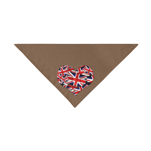 Union Jack British UK Flag Heart Brown Pet Dog Bandana/Large Size
