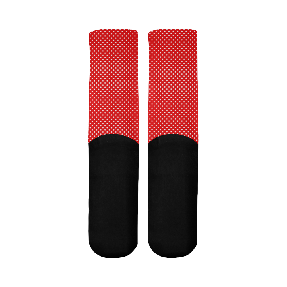 Red polka dots Mid-Calf Socks (Black Sole)