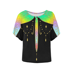 Fantasy Mandala Tattoo Dragonfly 3 Women's Batwing-Sleeved Blouse T shirt (Model T44)