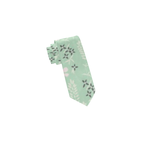 Mint Floral Pattern Classic Necktie (Two Sides)