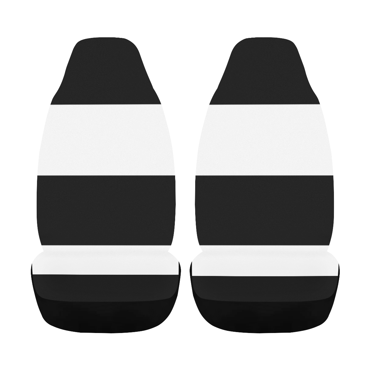 Black White Stripes Car Seat Cover Airbag Compatible (Set of 2)