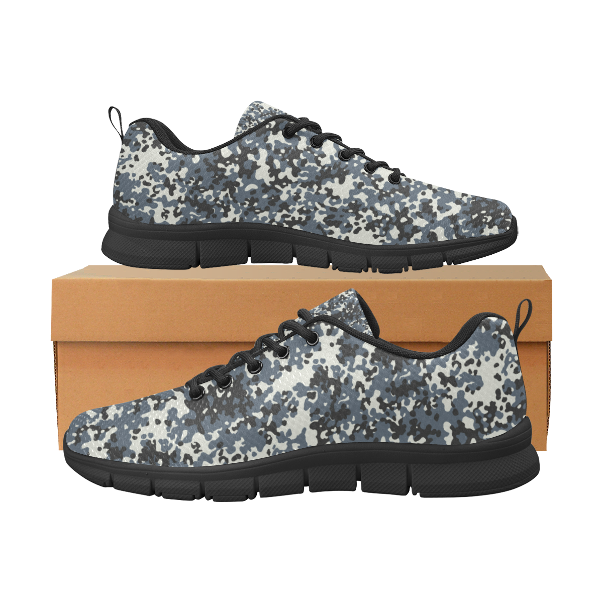 Urban City Black/Gray Digital Camouflage Women's Breathable Running Shoes (Model 055)