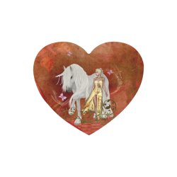 Unicorn with fairy and butterflies Heart-shaped Mousepad