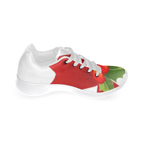 Red Christmas Bows and Holly Women's Running Shoes/Large Size (Model 020)