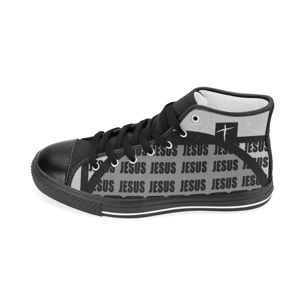 Gray 2 Women's Classic High Top Canvas Shoes (Model 017)