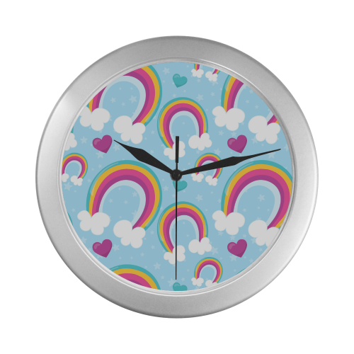 Rainbow Sky Silver Color Wall Clock