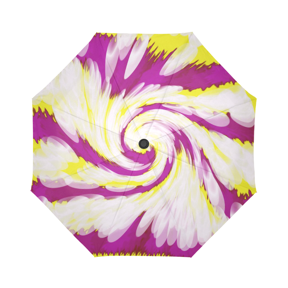 Pink Yellow Tie Dye Swirl Abstract Auto-Foldable Umbrella (Model U04)