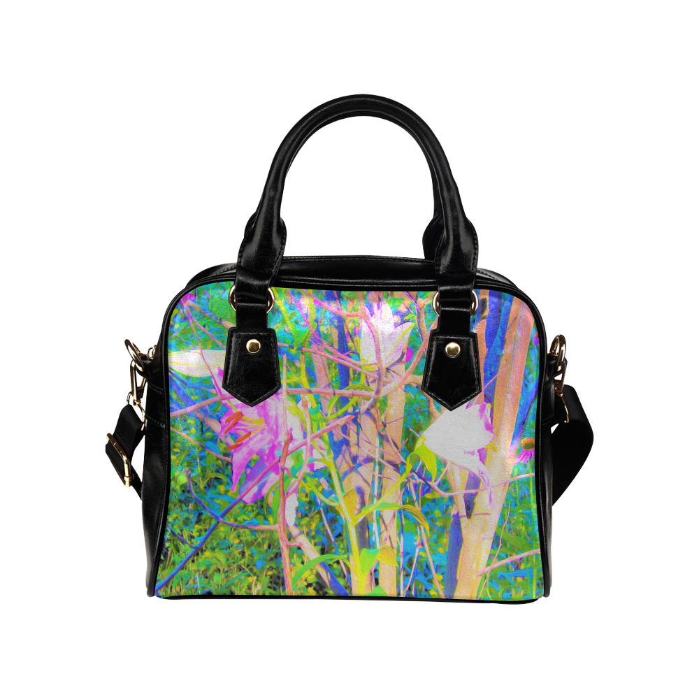 Abstract Oriental Lilies in My Garden Shoulder Handbag (Model 1634)