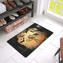 Funny mummy with crow Doormat 24"x16" (Black Base)