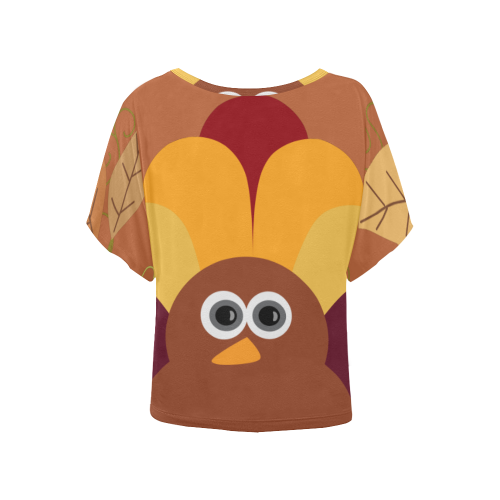 Thanksgiving Turkey Orange Women's Batwing-Sleeved Blouse T shirt (Model T44)