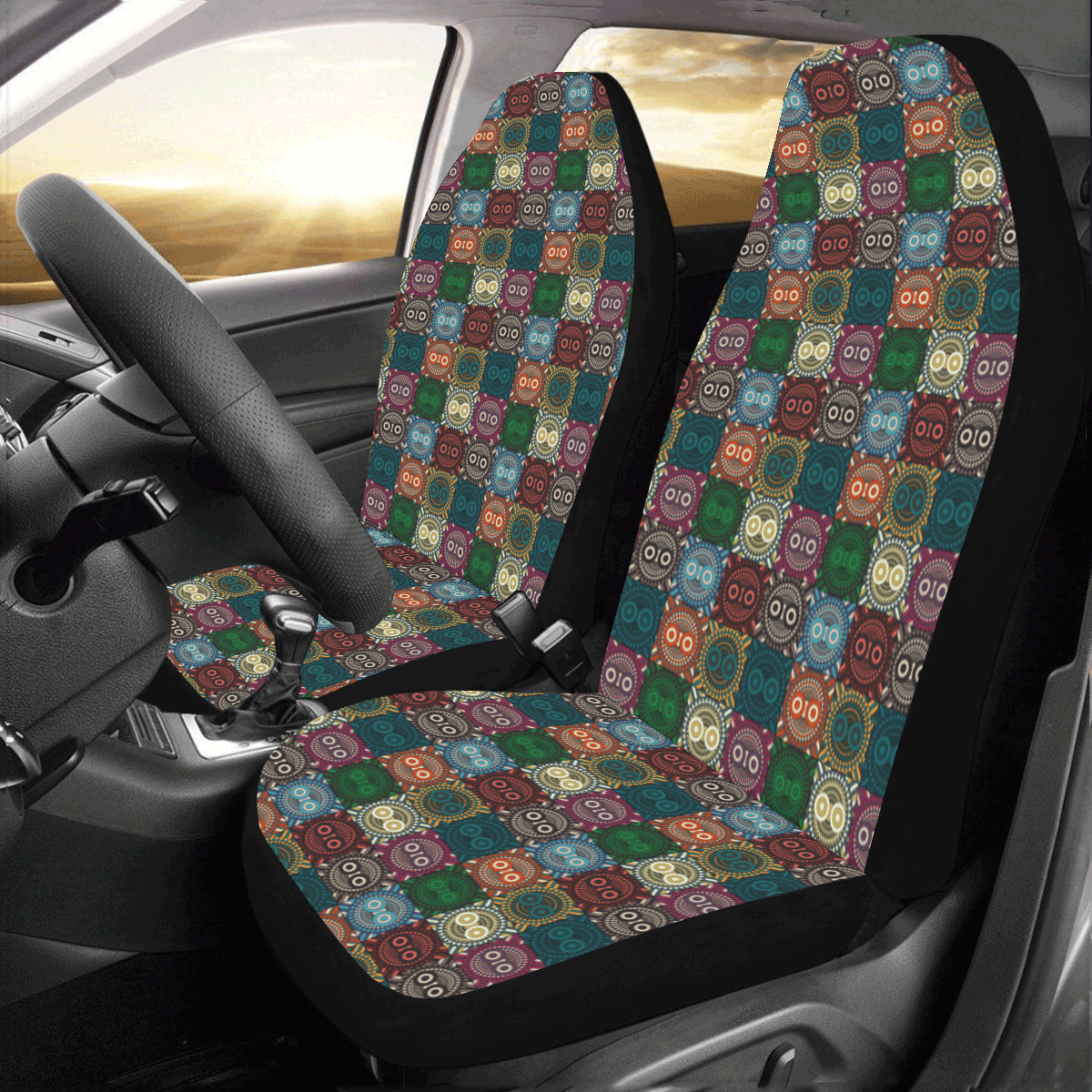 Polychrome Owl Car Seat Covers (Set of 2)