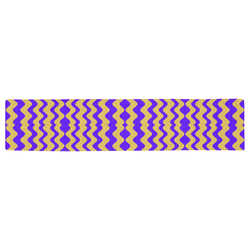 Purple Yellow Modern  Waves Lines Table Runner 16x72 inch