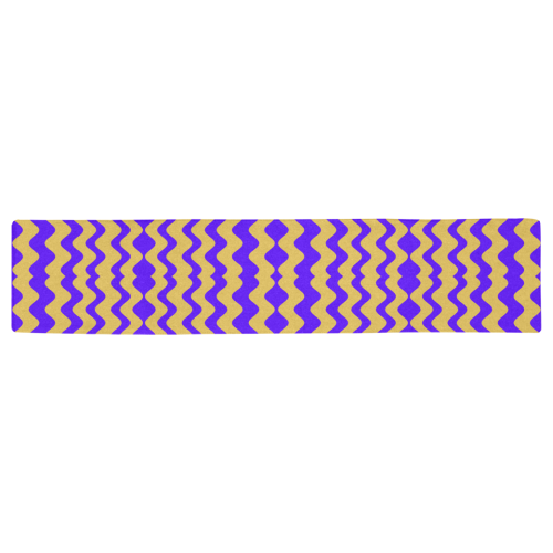 Purple Yellow Modern  Waves Lines Table Runner 16x72 inch