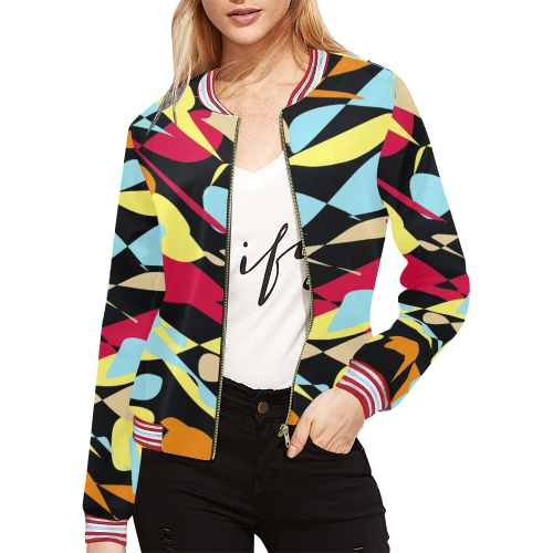 when confused vector black All Over Print Bomber Jacket for Women (Model H21)