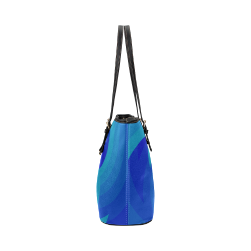 Abstract waves Leather Tote Bag/Small (Model 1651)