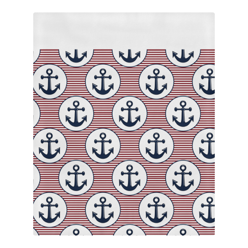 navy and red anchor nautical design 3-Piece Bedding Set