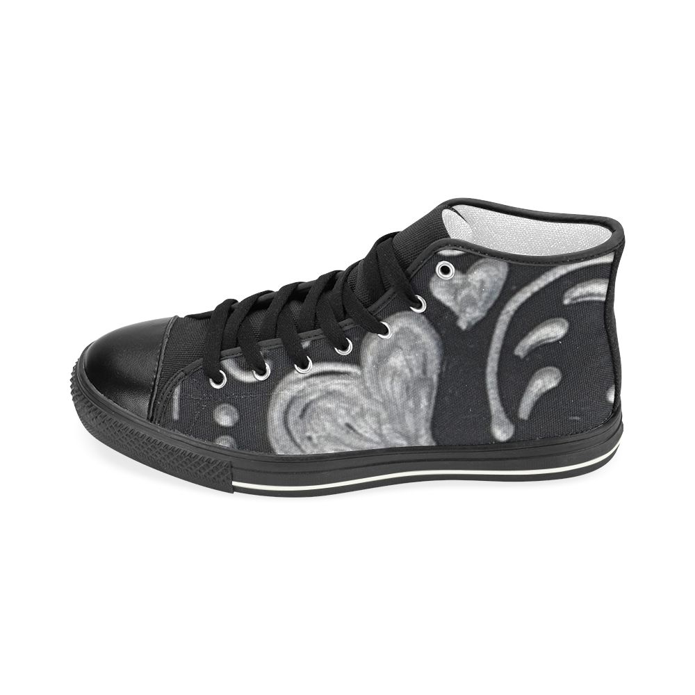 Silver heart Women's Classic High Top Canvas Shoes (Model 017)