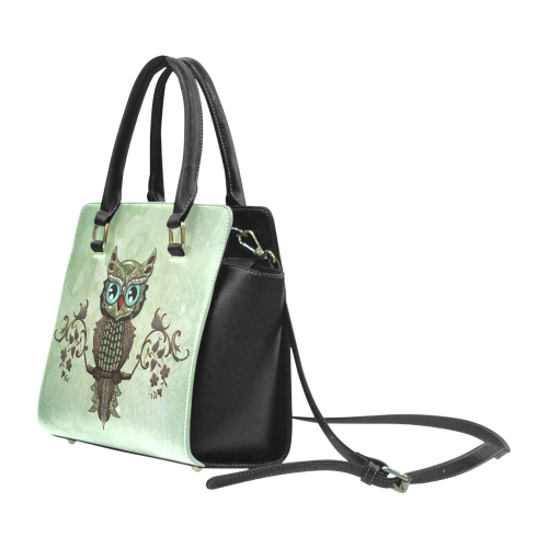 Wonderful owl, diamonds Rivet Shoulder Handbag (Model 1645)