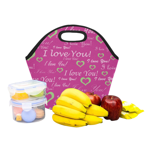 I Love You Floating Hearts Neoprene Lunch Bag/Small (Model 1669)