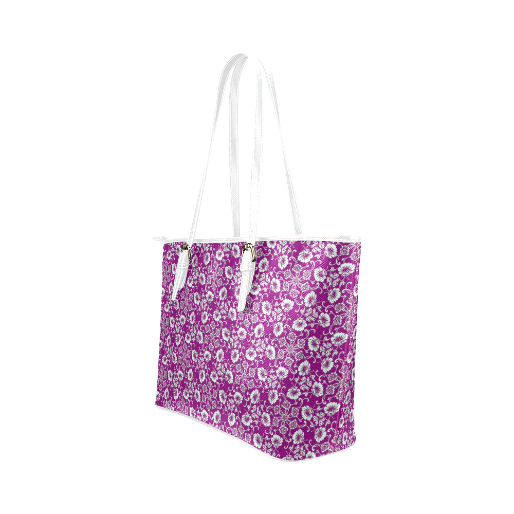 FLORAL DESIGN 42 Leather Tote Bag/Small (Model 1651)