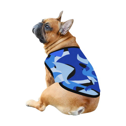 A201 Abstract Blues  Camouflage All Over Print Pet Tank Top