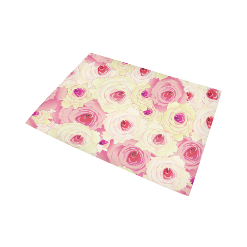 Yellow and Pink Roses Area Rug7'x5'