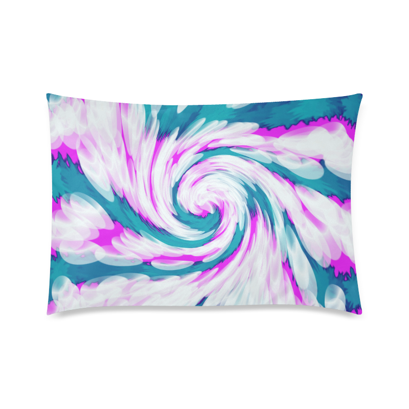 Turquoise Pink Tie Dye Swirl Abstract Custom Zippered Pillow Case 20"x30"(Twin Sides)