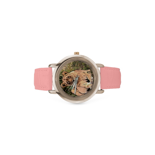 Lioness Of Love Women's Rose Gold Leather Strap Watch(Model 201)