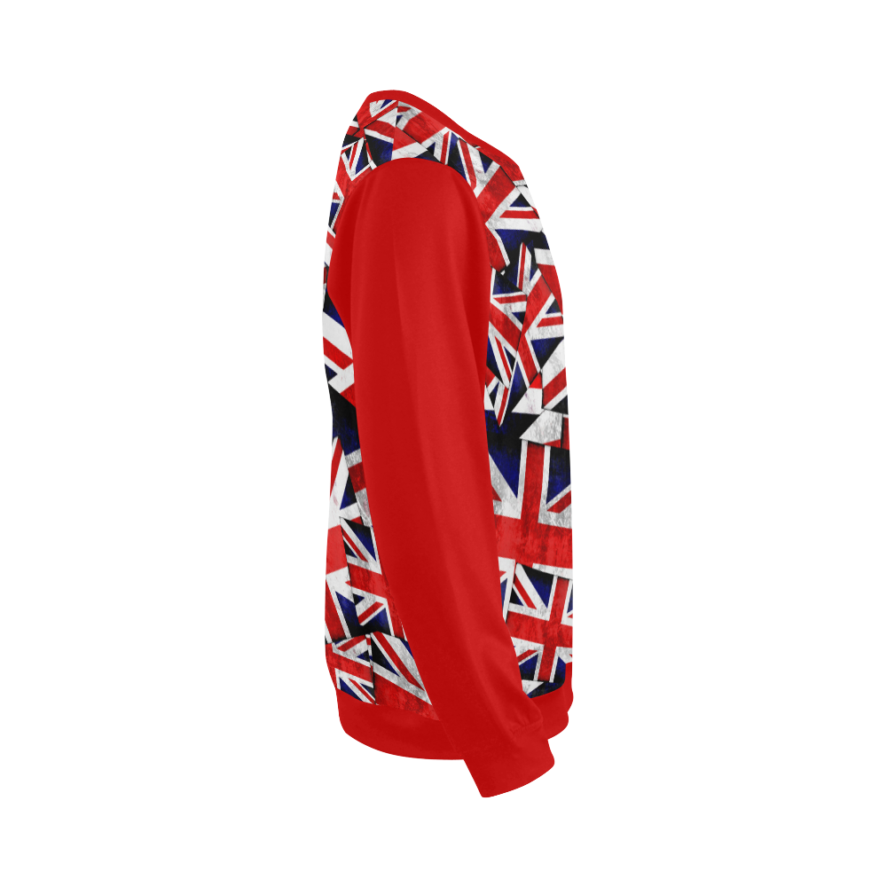 Union Jack British UK Flag - Union Jack British UK Flag (Vest Style) Red All Over Print Crewneck Sweatshirt for Men/Large (Model H18)