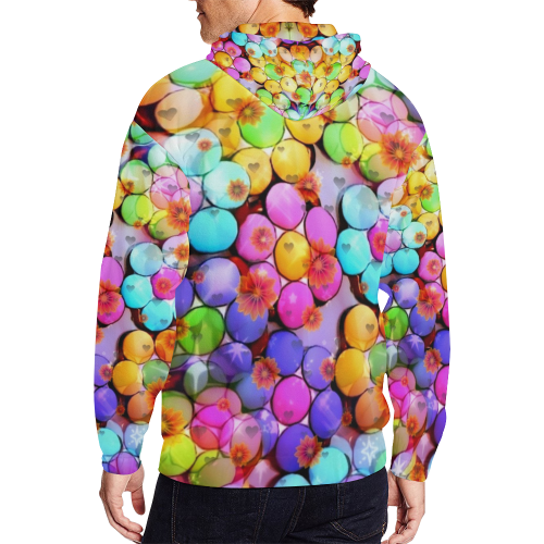 Candy Flower Popart by Nico Bielow All Over Print Full Zip Hoodie for Men (Model H14)