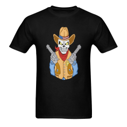 Sheriff Cowboy Sugar Skull Black Men's T-shirt in USA Size (Front Printing Only) (Model T02)