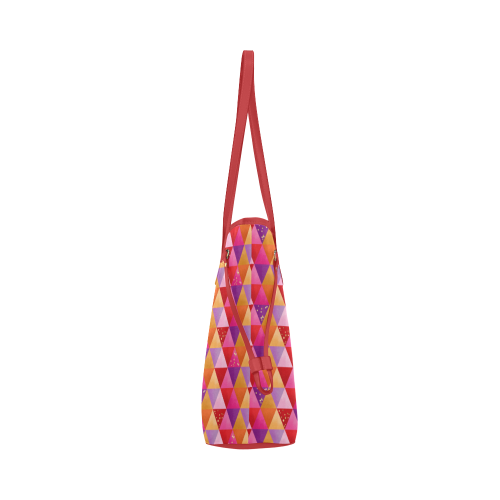 Triangle Pattern - Red Purple Pink Orange Yellow Clover Canvas Tote Bag (Model 1661)